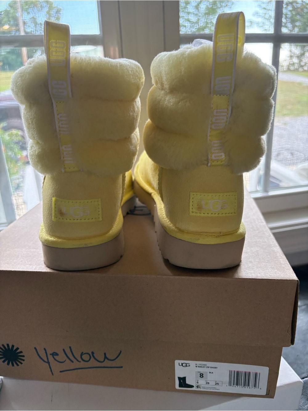 UGG Womens Yellow Plush Cuff Suede Boots NWT - Picture 2 of 3